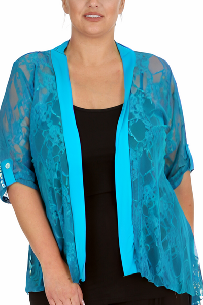 3072 Diamante Button Sleeve Cardigan Chic Shine