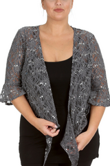 1091 Plus Size Sequin Lace Shrug  Elegant Sparkle
