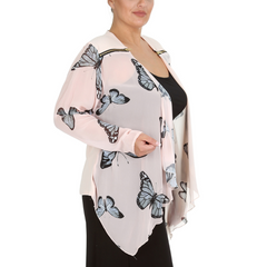 Butterfly Zip Chiffon Cardigan Light & Elegant