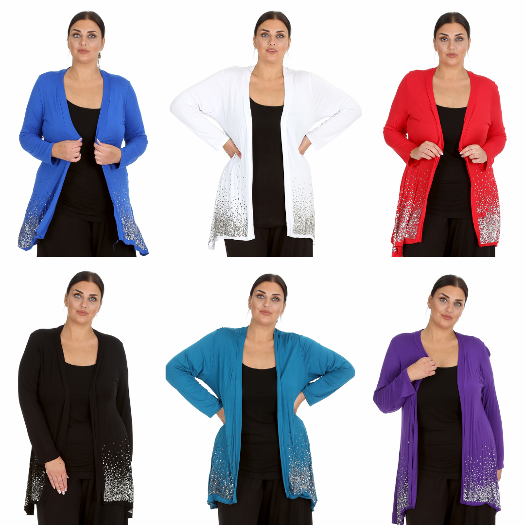 3173 Glitter Sequin Open Front Cardigan