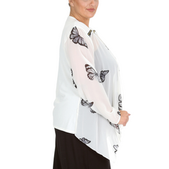 Butterfly Zip Chiffon Cardigan Light & Elegant