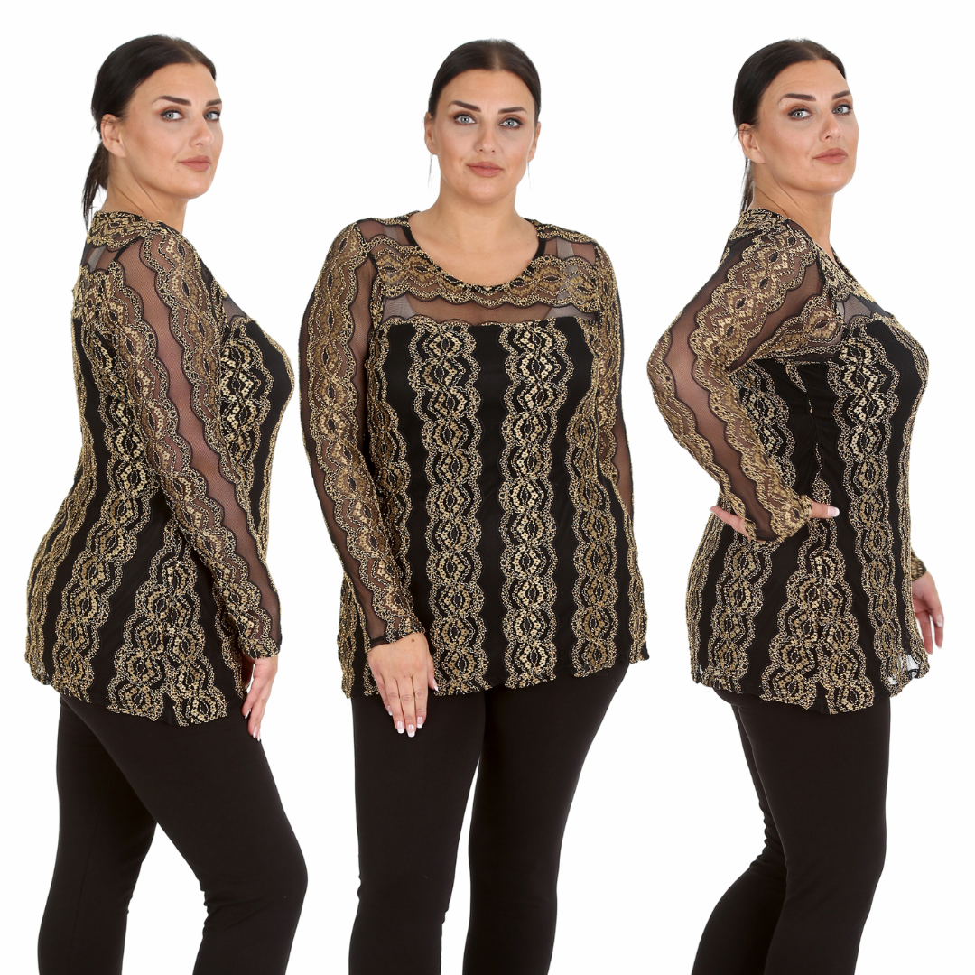 1562 Gold Frill Lace Top