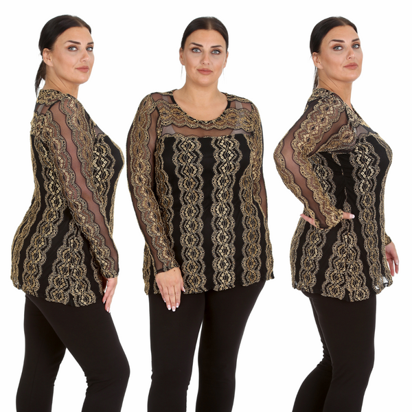 1562 Gold Frill Lace Top