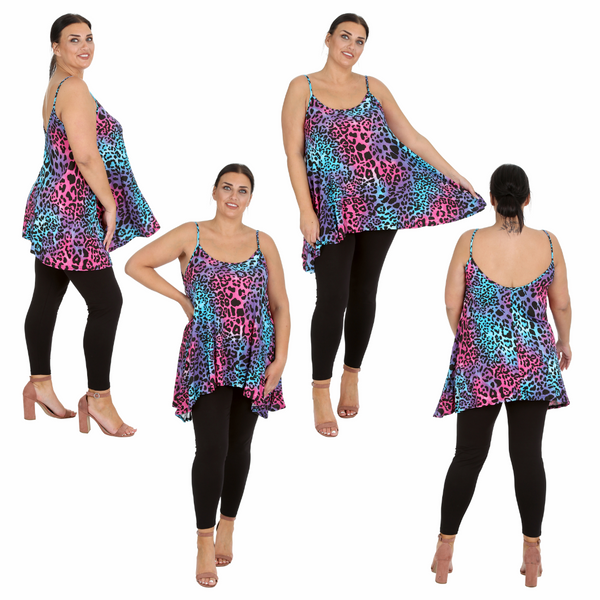 1539 Neon Leopard Print Swing Top – Bold & Bright