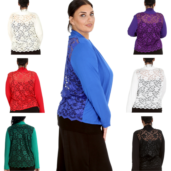 3224 Scallop Lace Detail Back Cardigan