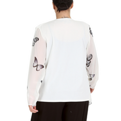 Butterfly Zip Chiffon Cardigan Light & Elegant