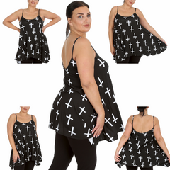 1795 Cross Print Swing Cami Top