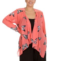 Butterfly Zip Chiffon Cardigan Light & Elegant