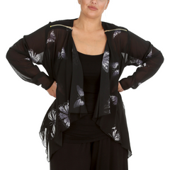Butterfly Zip Chiffon Cardigan Light & Elegant