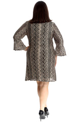 2284 Bell Sleeve Crochet Lace Tunic