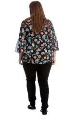 1544 Multi Floral Print Chiffon Blouse