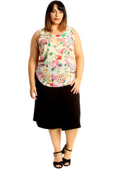 1706 Multi Floral Print Chiffon Vest