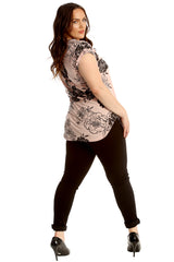 Floral Print Turnup Sleeve T-Shirt
