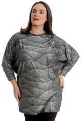 1744 Textured Wing Print Glitter Top