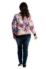 3232 Miami Palm Tree Print Bomber Jacket