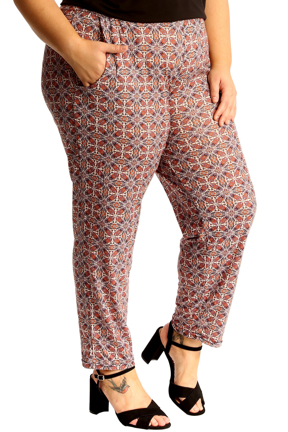6152 Tile Print Side Pocket Trousers