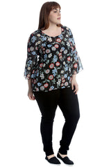 1544 Multi Floral Print Chiffon Blouse