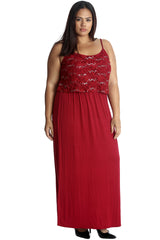 2241 Floral Sequin Lace Maxi Dress