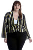 3253 Stripes Print Frill Shrug