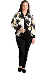 3191 Palm Tree Print Bomber Jacket