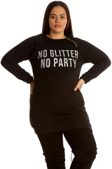 3124 No Glitter No Party Print Zip Sweatshirt