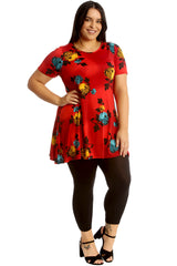 Wide Floral Print Swing Top