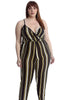 8045 Stripe Print Crossover Jumpsuit