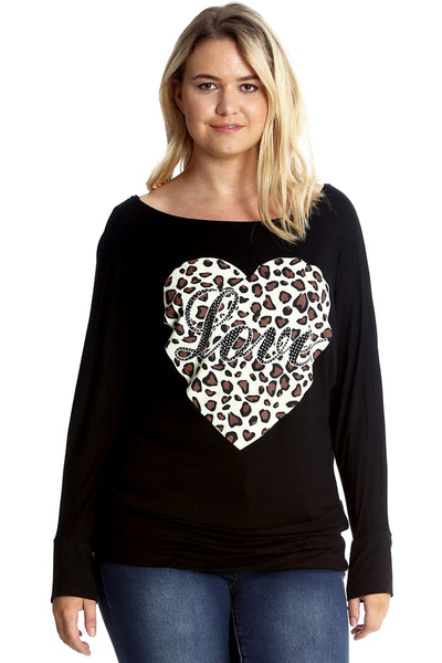 1578 Love Heat Print Batwing Top