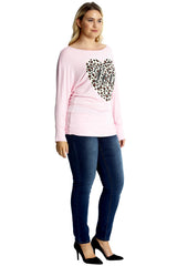 1578 Love Heat Print Batwing Top