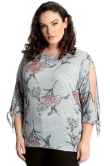 1180 Floral Print Cold Sleeve Top