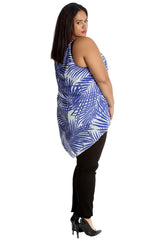 1486 Palm Leaf Print Chiffon Hanky Hem Top