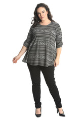 1577 Tribal Print 2 Button Top