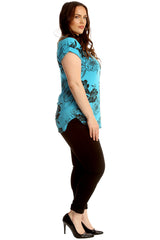 Floral Print Turnup Sleeve T-Shirt