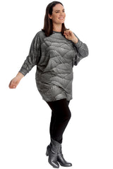 1744 Textured Wing Print Glitter Top