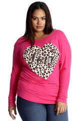 1578 Love Heat Print Batwing Top