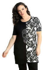 1555 Twin Skull Stud & Roses Top