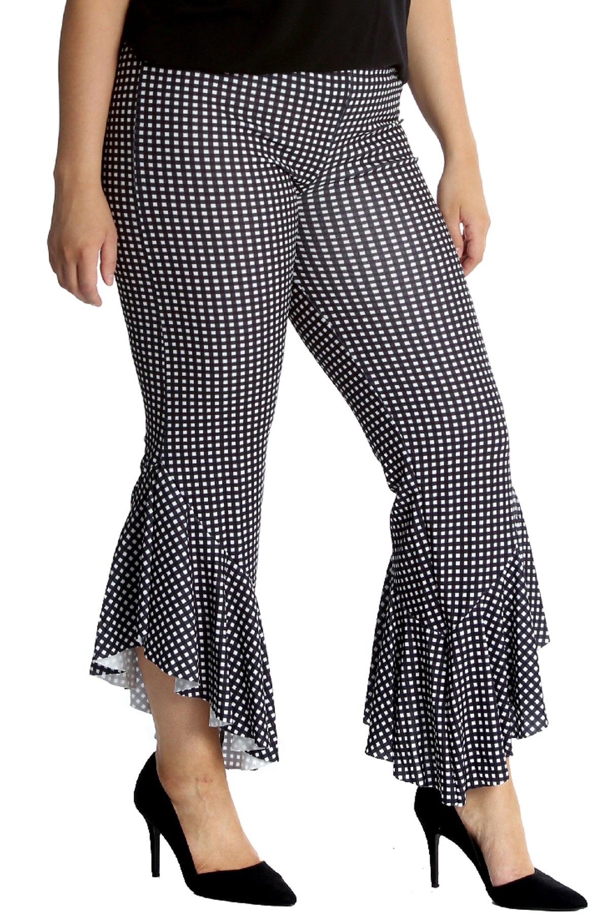 6085 Checked Frill Trousers