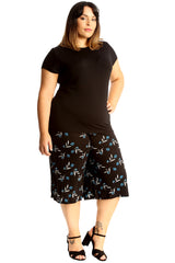 6139 Floral Leaf Print Culottes