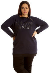 3124 No Glitter No Party Print Zip Sweatshirt