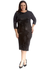 2212 Polka Dot Foil Midi Dress