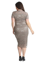 2104 Floral Lace Bodycon Dress