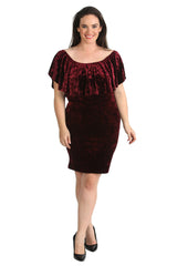 2210 Velvet Frill Top Midi Dress