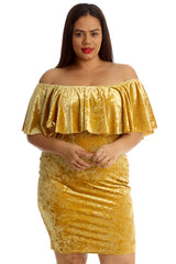 2210 Velvet Frill Top Midi Dress