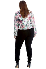 3252 Floral Print Frill Shrug