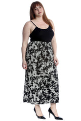 5037 Tie Dye Print Mid Calf Skirt