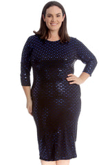 2212 Polka Dot Foil Midi Dress