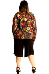 3256 Paisley Print Open Front Cardigan