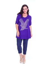 1316 Eagle Stud Button on Sleeve Top