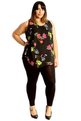 1691 Chiffon Floral Print Hanky Top