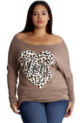 1578 Love Heat Print Batwing Top